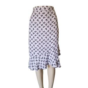 Ann-Taylor Floral Print Wrap Flounce Skirt